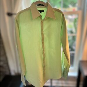 Vintage Mondo Di Marco Men's Lime Green Long Sleeve Dress Shirt 16 x 34/35